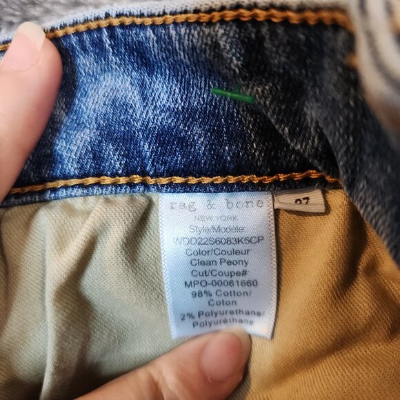 Rag Bone Jeans Womens 27 Blue Nina High Rise Ankle Flare Raw Hem Cropped Frayed - Picture 11 of 15